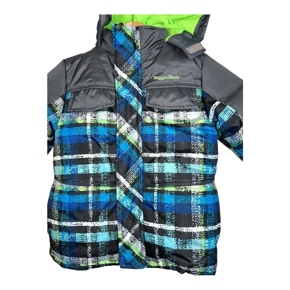 Kids Hooded Puffer Zip Jacket Coat RUGGED BEAR Sz 3 Lined - Picture 2 of 8
